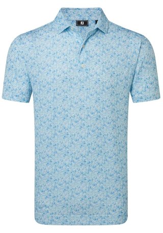 FootJoy Meadow Print Lisle herr polo, blue reef/sea glass/deep reef