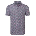 FootJoy Meadow Print Lisle herr polo, black/vivid violet/pink pop