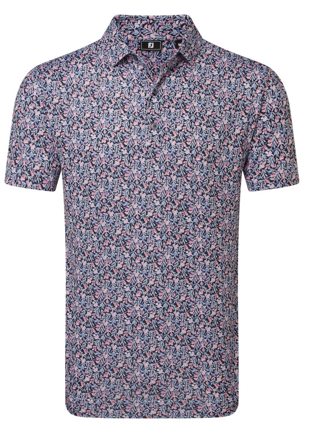 FootJoy Meadow Print Lisle herr polo, black/vivid violet/pink pop