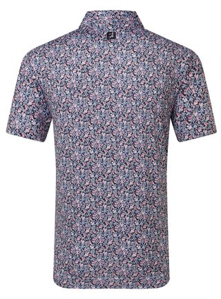 FootJoy Meadow Print Lisle herr polo, black/vivid violet/pink pop