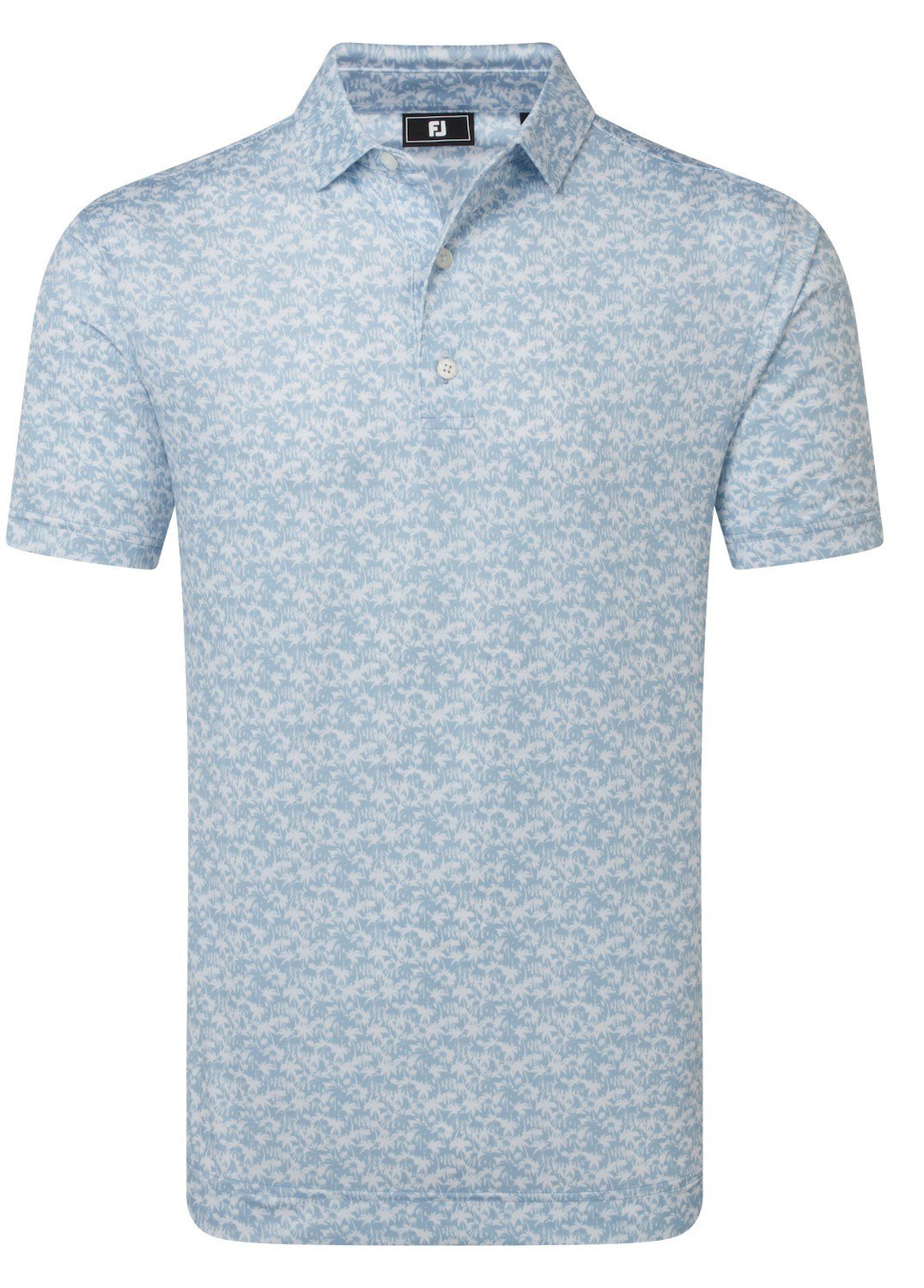 FootJoy Hidden Palm Print Lisle herr polo, chambray/white