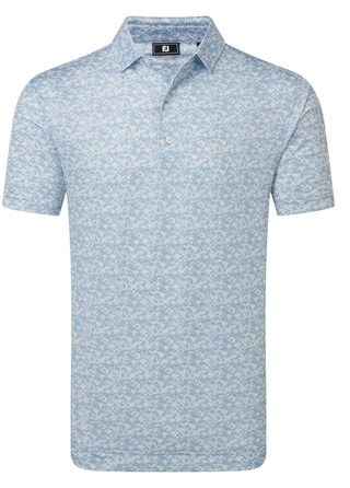 FootJoy Hidden Palm Print Lisle herr polo, chambray/white