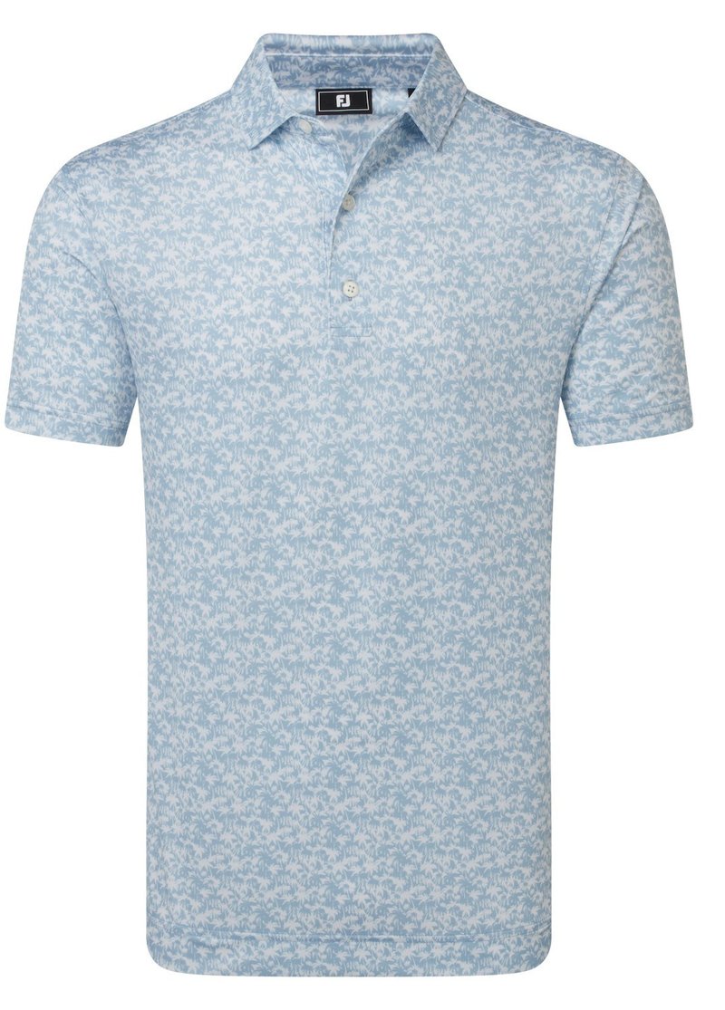 FootJoy Hidden Palm Print Lisle herr polo, chambray/white