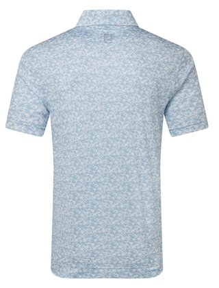 FootJoy Hidden Palm Print Lisle herr polo, chambray/white
