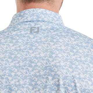 FootJoy Hidden Palm Print Lisle herr polo, chambray/white