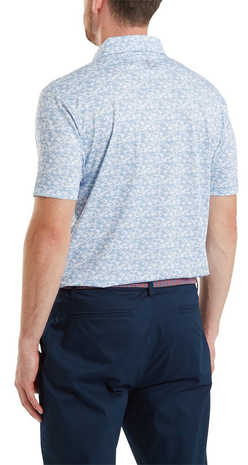FootJoy Hidden Palm Print Lisle herr polo, chambray/white