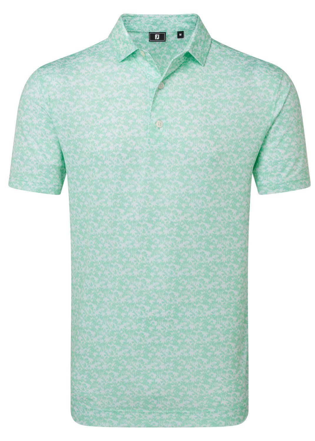 FootJoy Hidden Palm Print Lisle herr polo, sea glass/white