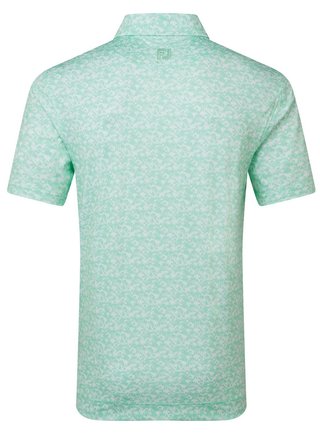 FootJoy Hidden Palm Print Lisle herr polo, sea glass/white