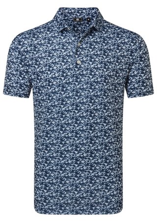 FootJoy Hidden Palm Print Lisle herr polo, navy/white