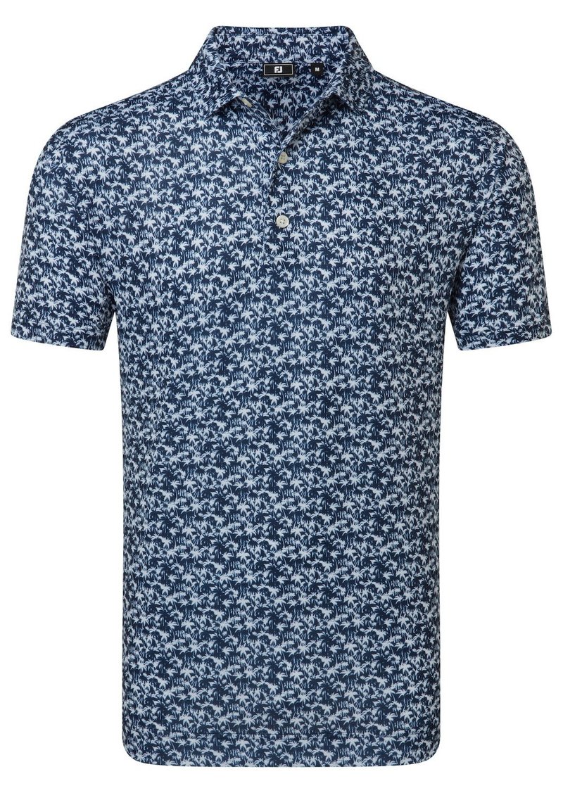 FootJoy Hidden Palm Print Lisle herr polo, navy/white