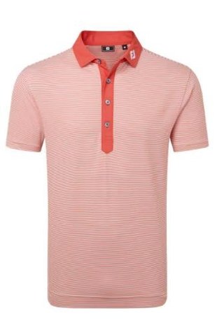 FootJoy Feeder Stripe Pique herr polo, nantucket red