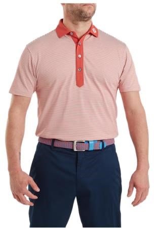 FootJoy Feeder Stripe Pique herr polo, nantucket red