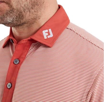 FootJoy Feeder Stripe Pique herr polo, nantucket red