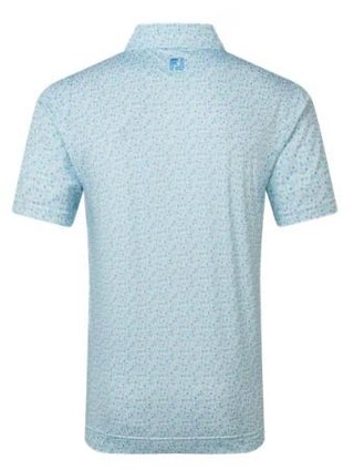 FootJoy Surfs Up Print Lisle herr polo, deep reef/white/sea glass/blue reef