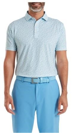 FootJoy Surfs Up Print Lisle herr polo, deep reef/white/sea glass/blue reef