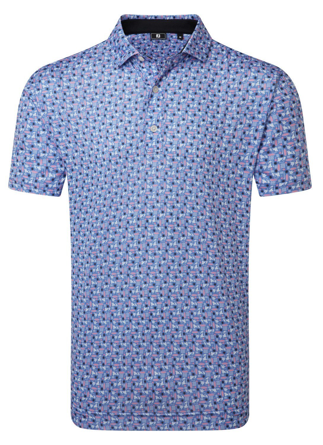 FootJoy Surfs Up Print Lisle herr polo, white/vivid violet/pink pop/black