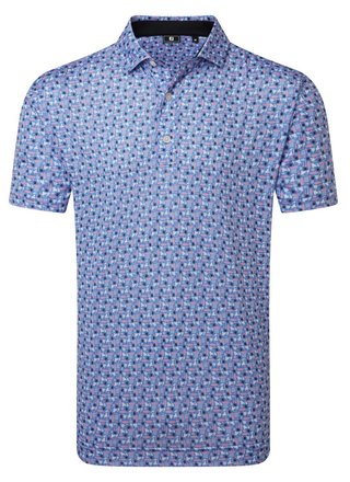 FootJoy Surfs Up Print Lisle herr polo, white/vivid violet/pink pop/black