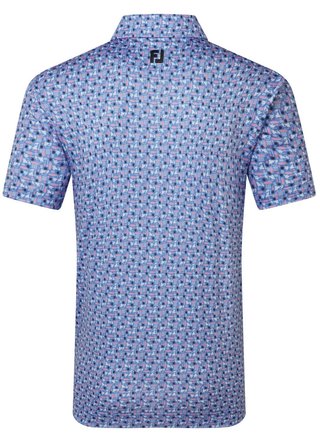 FootJoy Surfs Up Print Lisle herr polo, white/vivid violet/pink pop/black
