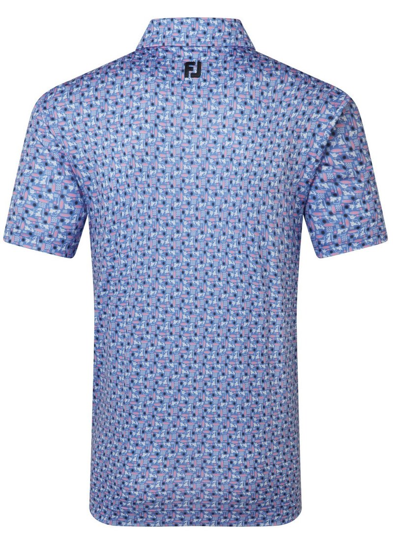 FootJoy Surfs Up Print Lisle herr polo, white/vivid violet/pink pop/black