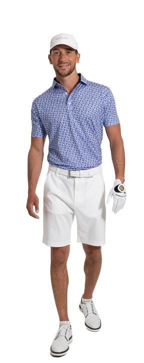 FootJoy Surfs Up Print Lisle herr polo, white/vivid violet/pink pop/black