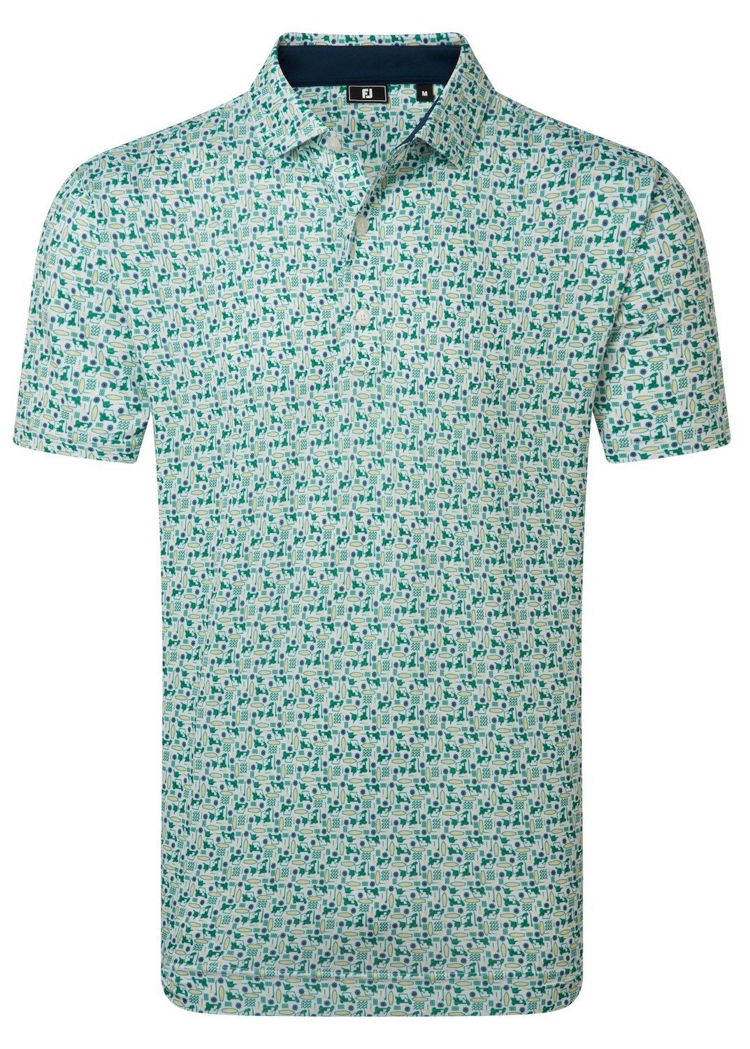 FootJoy Surfs Up Print Lisle herr polo, field green/white/sunshine/navy