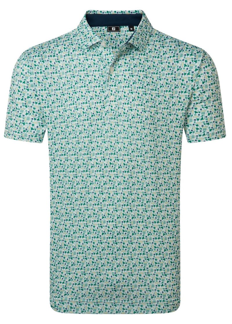 FootJoy Surfs Up Print Lisle herr polo, field green/white/sunshine/navy
