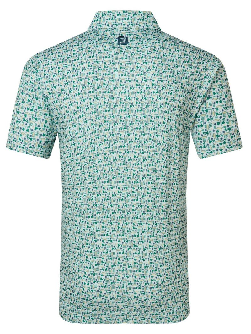 FootJoy Surfs Up Print Lisle herr polo, field green/white/sunshine/navy
