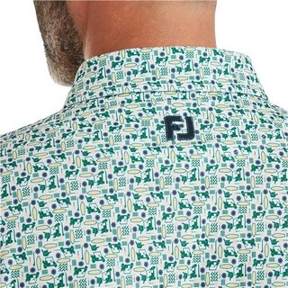 FootJoy Surfs Up Print Lisle herr polo, field green/white/sunshine/navy
