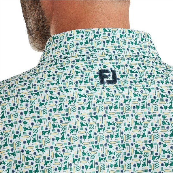 FootJoy Surfs Up Print Lisle herr polo, field green/white/sunshine/navy