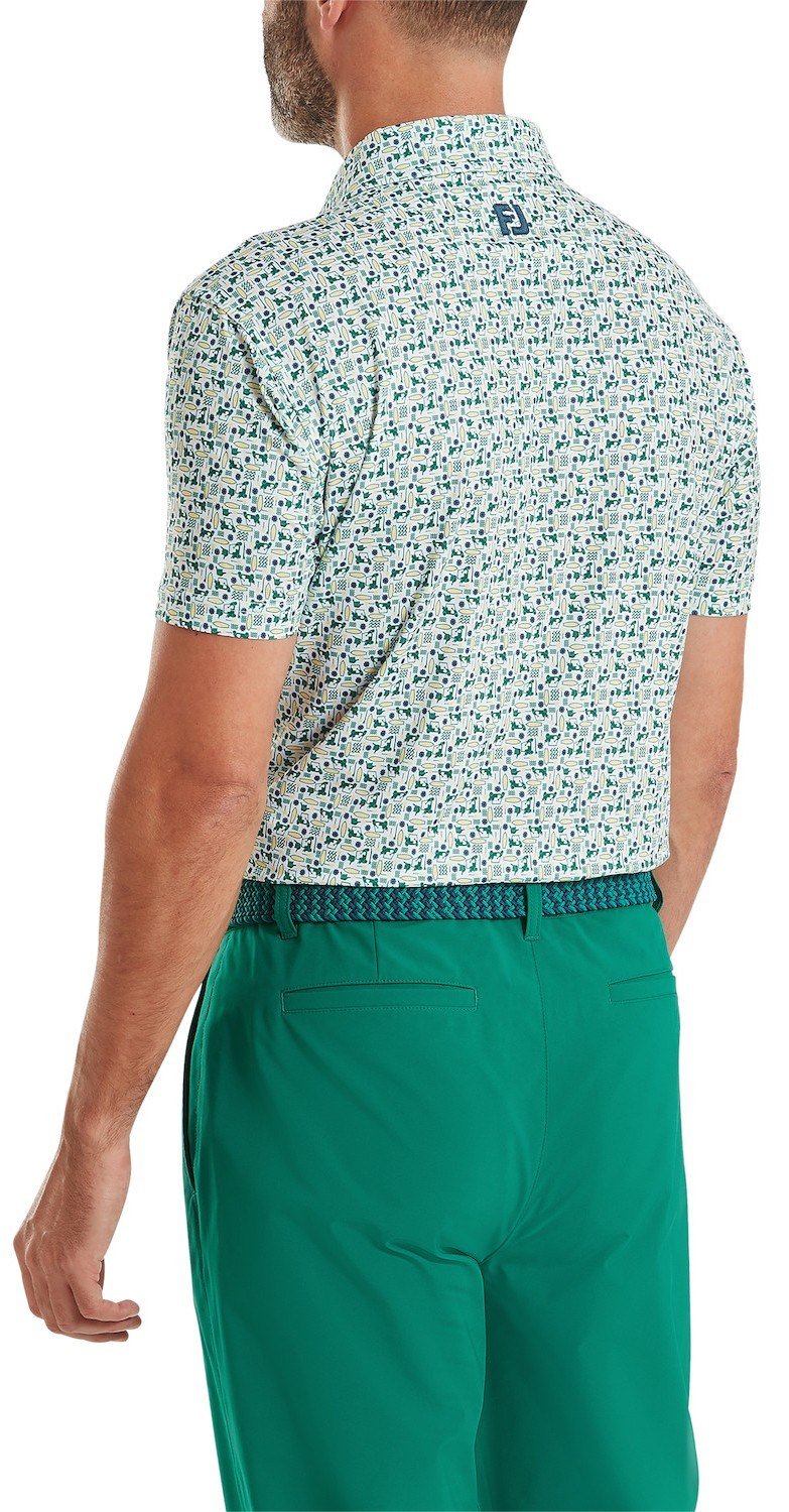 FootJoy Surfs Up Print Lisle herr polo, field green/white/sunshine/navy