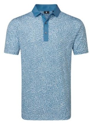 FootJoy Condensed Camo Print Lisle herr polo, white/chambray/coastal blue