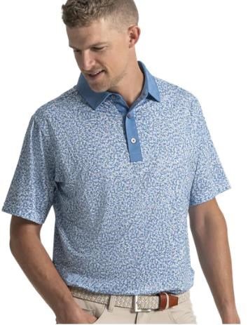FootJoy Condensed Camo Print Lisle herr polo, white/chambray/coastal blue