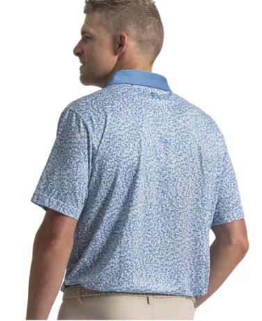 FootJoy Condensed Camo Print Lisle herr polo, white/chambray/coastal blue