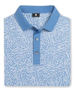 FootJoy Condensed Camo Print Lisle herr polo, white/chambray/coastal blue