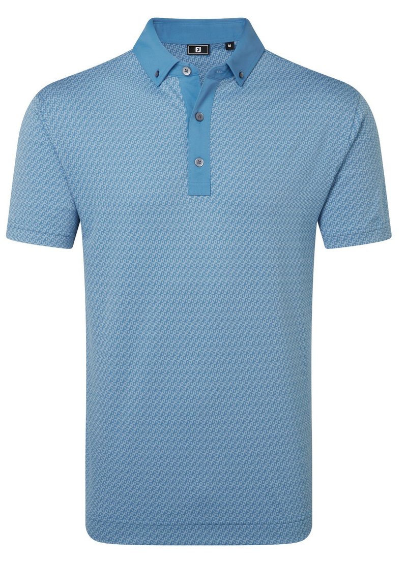 FootJoy Star Geo Jacquard herr polo, coastal blue