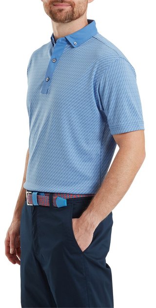 FootJoy Star Geo Jacquard herr polo, coastal blue