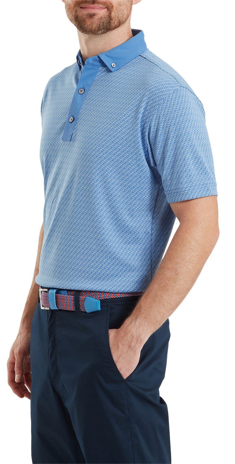 FootJoy Star Geo Jacquard herr polo, coastal blue