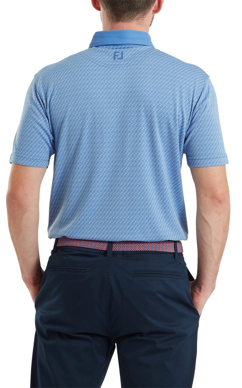 FootJoy Star Geo Jacquard herr polo, coastal blue