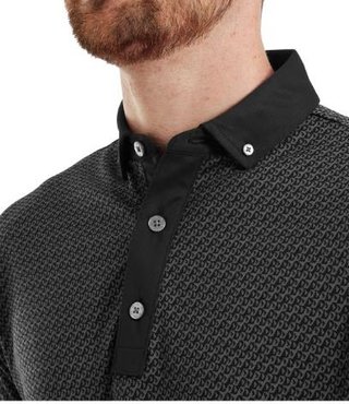 FootJoy Star Geo Jacquard herr polo, svart