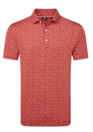 FootJoy Wingtip Floral Lisle herr polo, nantucket red/white