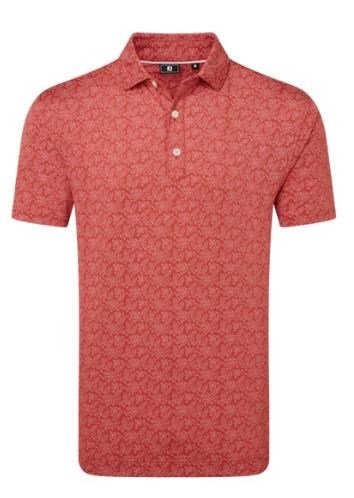 FootJoy Wingtip Floral Lisle herr polo, nantucket red/white