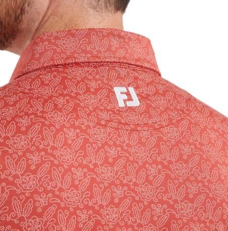 FootJoy Wingtip Floral Lisle herr polo, nantucket red/white