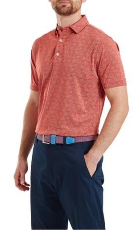 FootJoy Wingtip Floral Lisle herr polo, nantucket red/white