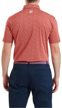FootJoy Wingtip Floral Lisle herr polo, nantucket red/white