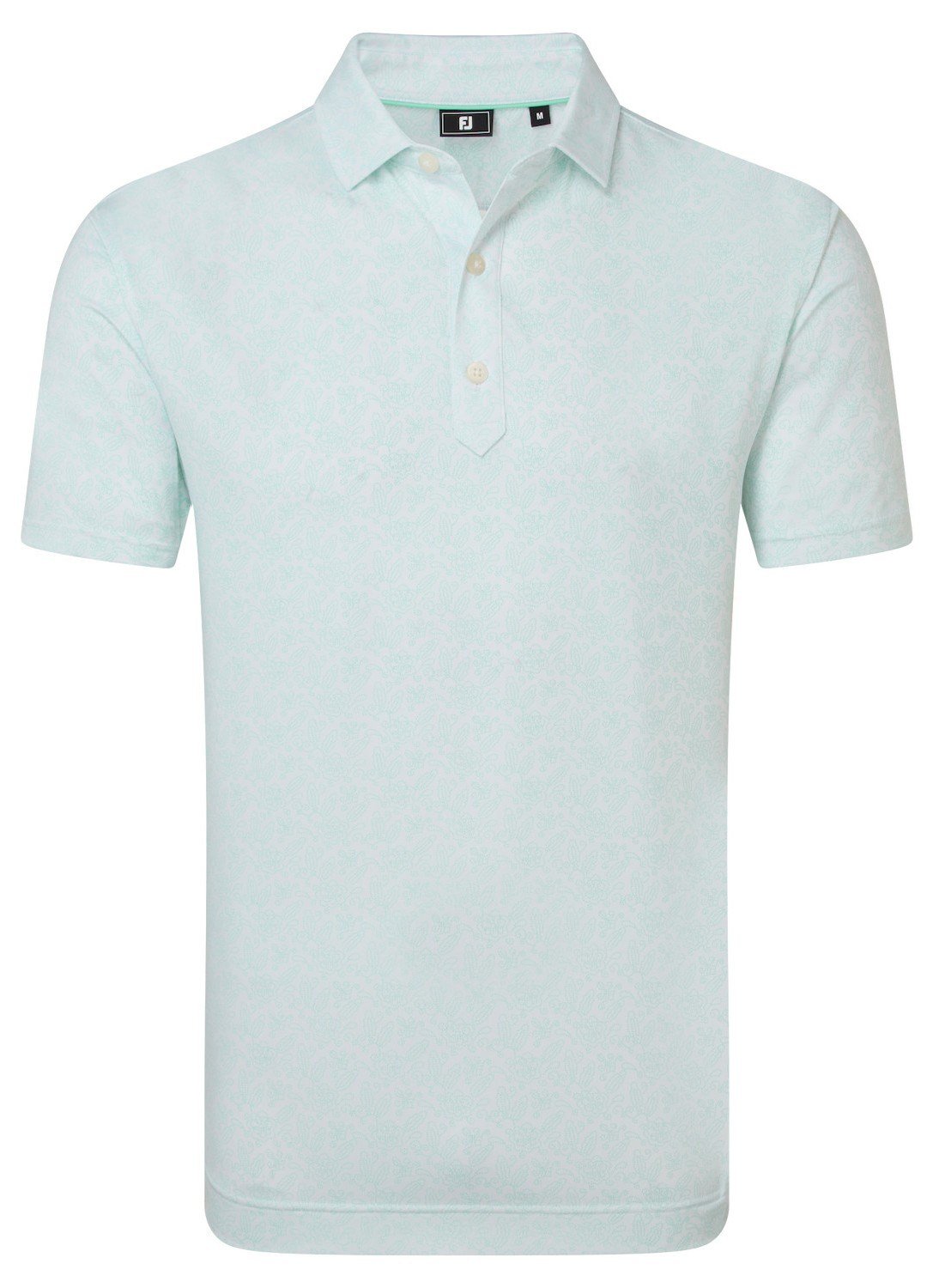FootJoy Wingtip Floral Lisle herr polo, white/sea glass