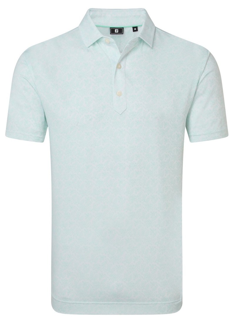FootJoy Wingtip Floral Lisle herr polo, white/sea glass