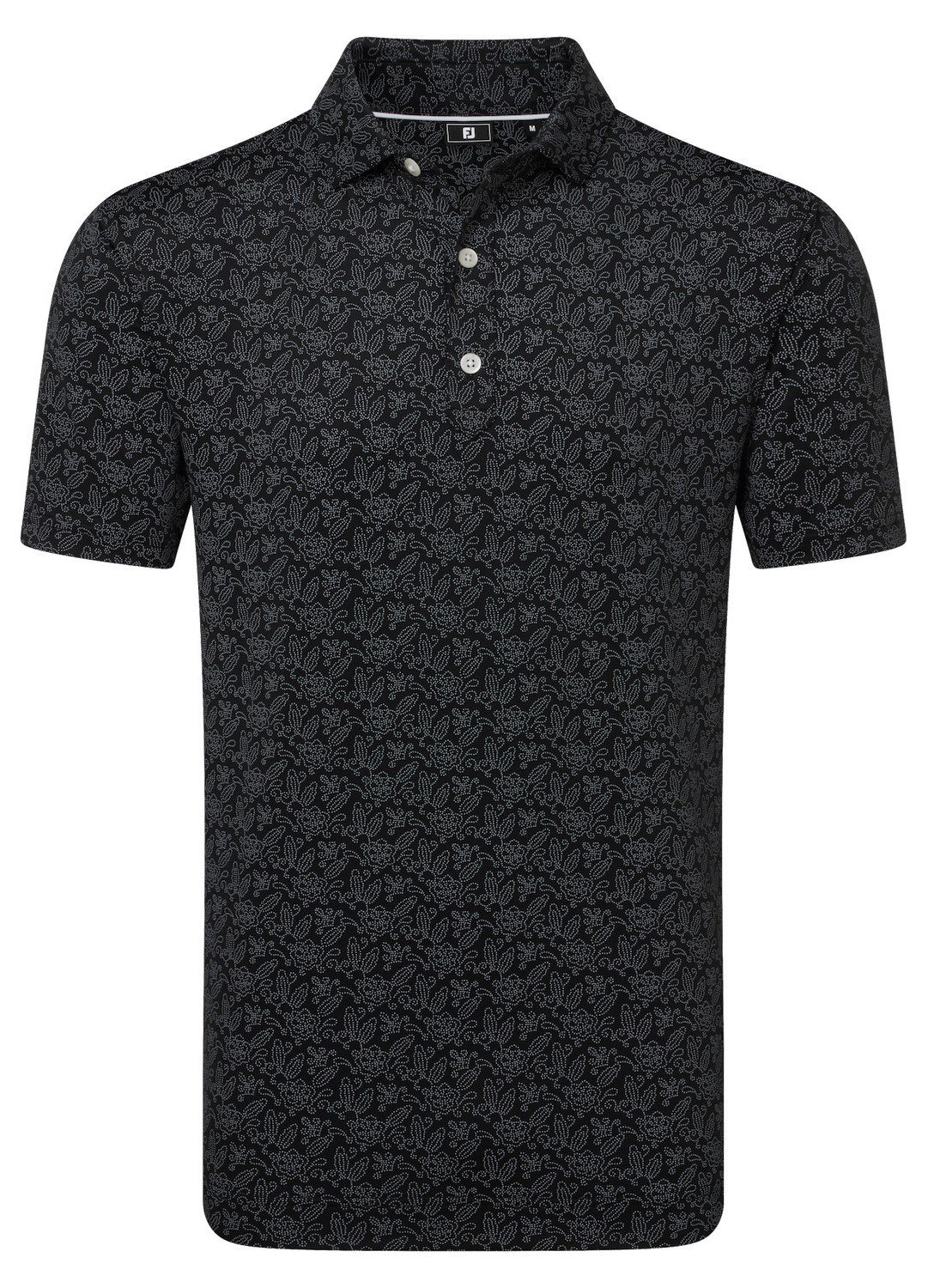 FootJoy Wingtip Floral Lisle herr polo, svart/vit