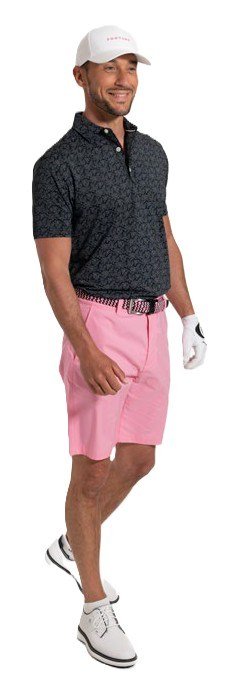 FootJoy Wingtip Floral Lisle herr polo, svart/vit