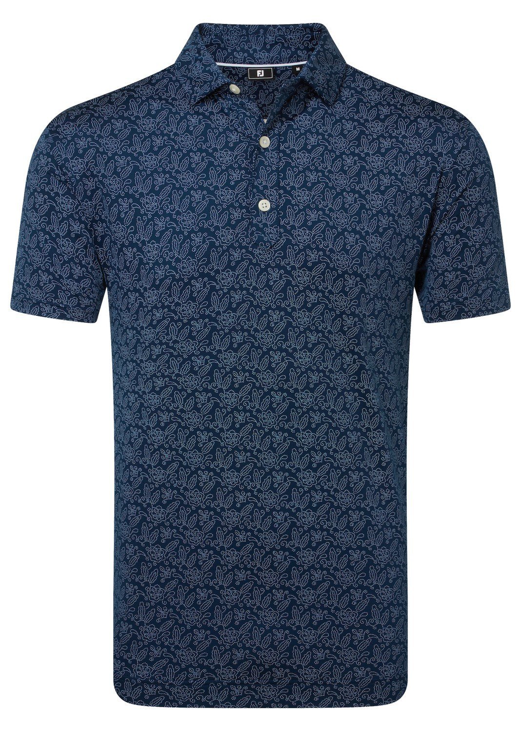 FootJoy Wingtip Floral Lisle herr polo, navy/white