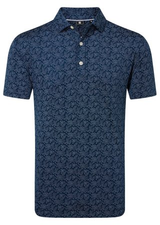 FootJoy Wingtip Floral Lisle herr polo, navy/white
